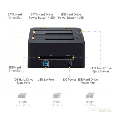 Startech.Com Universal Hard Drive Docking Station 2.5 And 3.5 Inches Hdd And Ssd With Uasp And Sata Iii
