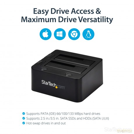 Startech.Com Universal Hard Drive Docking Station 2.5 And 3.5 Inches Hdd And Ssd With Uasp And Sata Iii