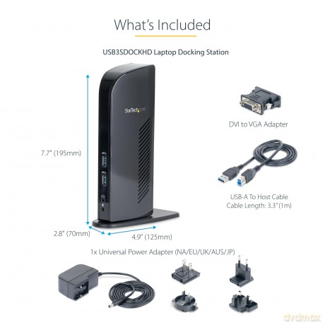 Startech.Com Universal Usb 3.0 Laptop Docking Station - Dual-Monitor Hdmi And Dvi - Audio - Ethernet - Port Replicator Notebook Dock