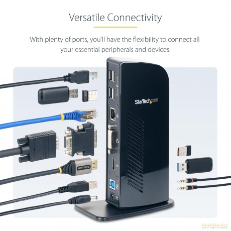 Startech.Com Universal Usb 3.0 Laptop Docking Station - Dual-Monitor Hdmi And Dvi - Audio - Ethernet - Port Replicator Notebook Dock