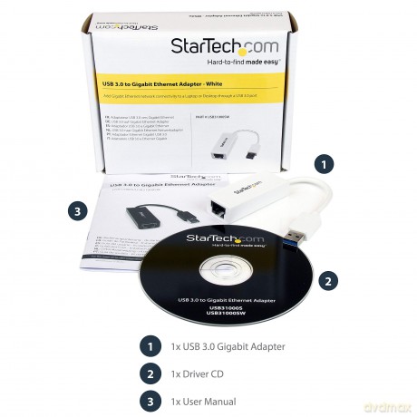 Startech.Com Usb 3.0 To Gigabit Ethernet Nic Network Adapter, 10/100/1000 Network Adapter, Usb To Ethernet Lan Adapter,Usb To Rj45