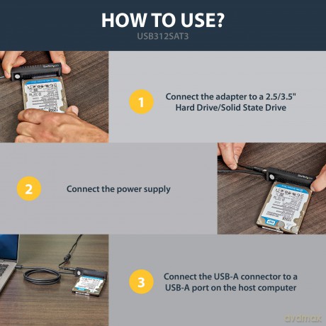 Startech.Com Usb 3.1 Adapter Cable For 2.5in And 3.5in Sata Ssd/Hdd Drives - Supports Sata Iii - Tool-Free Cable-Style Adapter