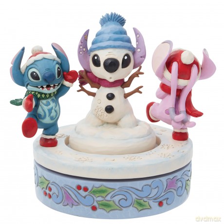 Statuetta Girevole Disney Stitch e Angel Pupazzo Di Neve