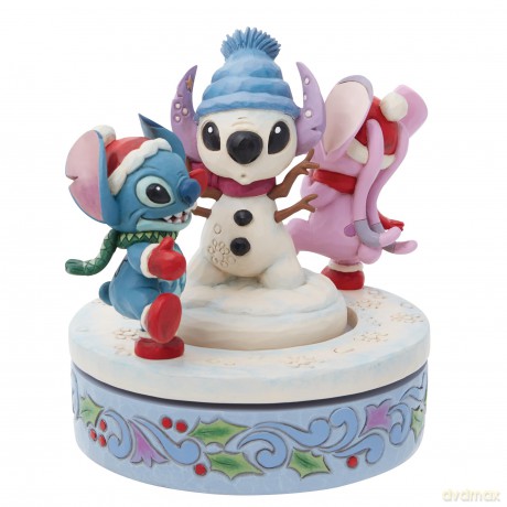 Statuetta Girevole Disney Stitch e Angel Pupazzo Di Neve