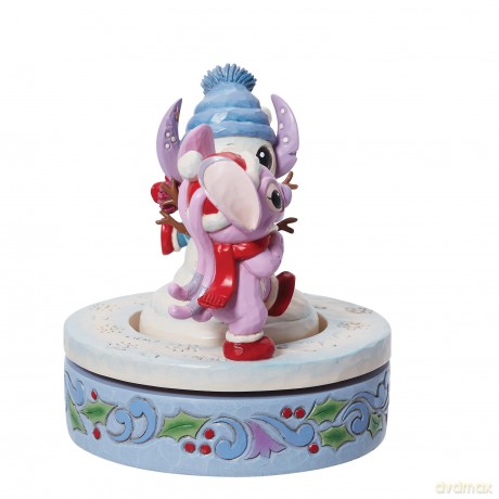 Statuetta Girevole Disney Stitch e Angel Pupazzo Di Neve