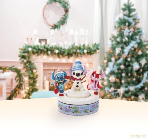 Statuetta Girevole Disney Stitch e Angel Pupazzo Di Neve