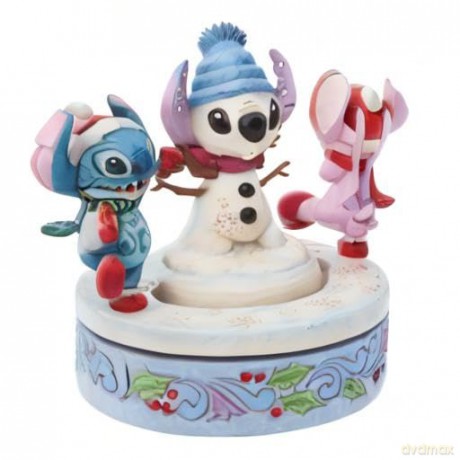 Statuetta Girevole Disney Stitch e Angel Pupazzo Di Neve