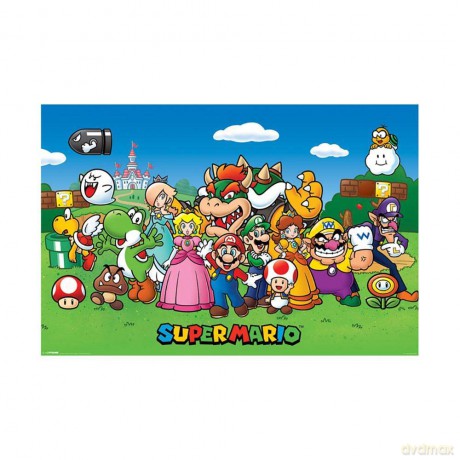 Super Mario Characters Maxi Poster, Wood, Multi-Colour