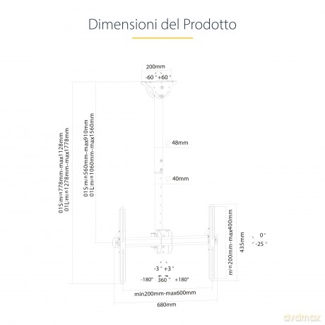 Supporto Da Soffitto Per Tv