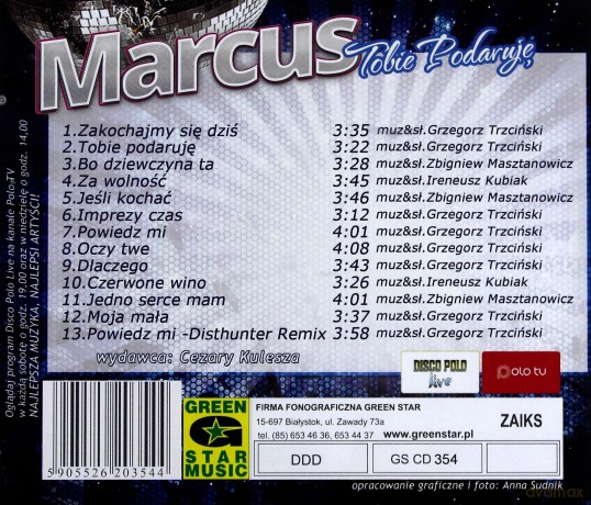 Marcus: Tobie Podaruję [CD] 