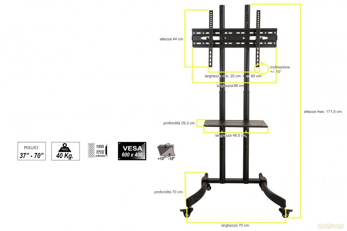 Supporto Per Tv 37-70" Con Ruote