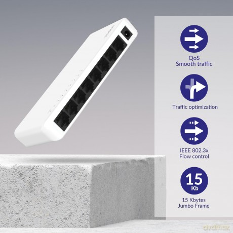 Switch 8 Porte Gigabit Plastica