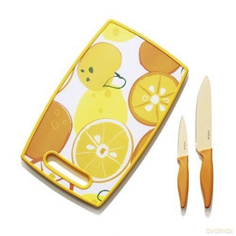 Tagliere Plastica Arancione Con Coltello Chef E Utility Excelsa