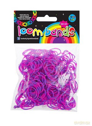 Gumki loom bands 300 szt róż/fiolet [ZABAWKA]