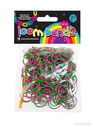 Gumki loom bands 300 szt róż/zieleń [ZABAWKA]