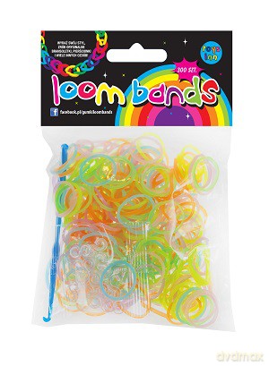 Gumki loom bands 300 szt glowing [ZABAWKA]