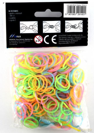 Gumki loom bands 300 szt glowing [ZABAWKA]