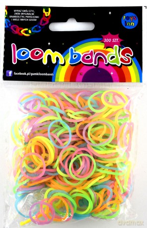 Gumki loom bands 300 szt glowing [ZABAWKA]