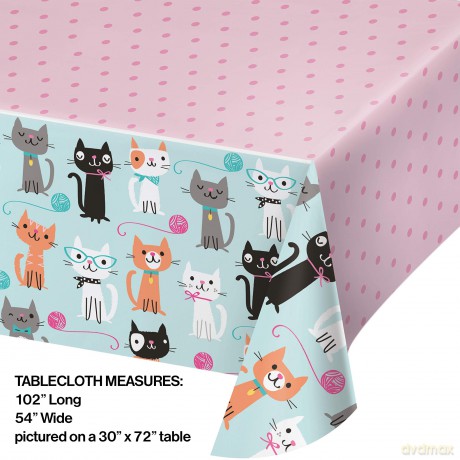 Tc Pl Aop 6/1ct 54x102 Purr-Fect Party Qs