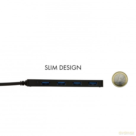 Tec Slim Passive Hub 4p Black Usb 3.0 No Ps Win And Mac Os