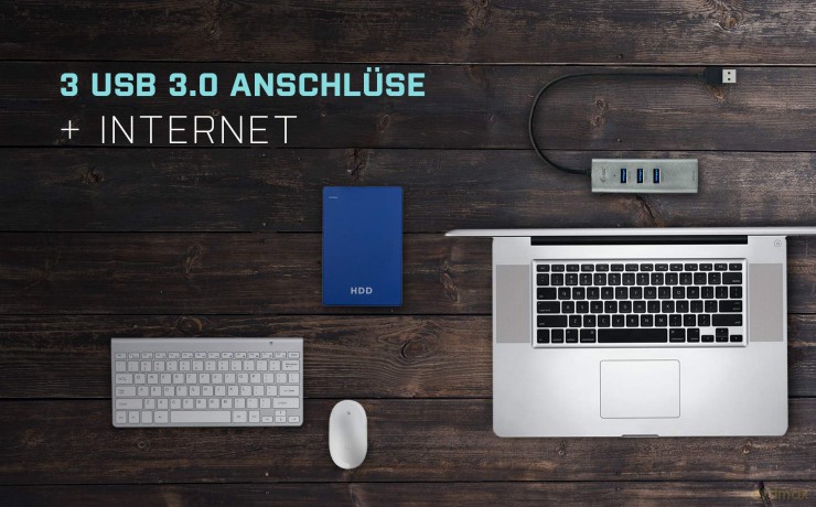 Tec Usb 3.0 Metal Hub + Glan Metal 3-Port Hub With Glan Adap.