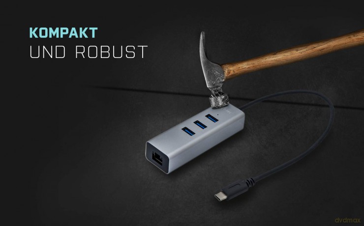 Tec Usb-C Metal Hub 3 + Glan 3 Port Hub + Ethernet Adapter