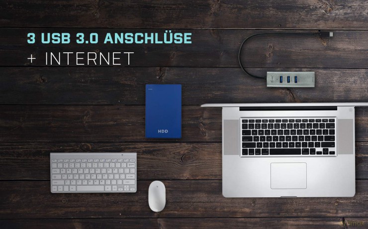 Tec Usb-C Metal Hub 3 + Glan 3 Port Hub + Ethernet Adapter