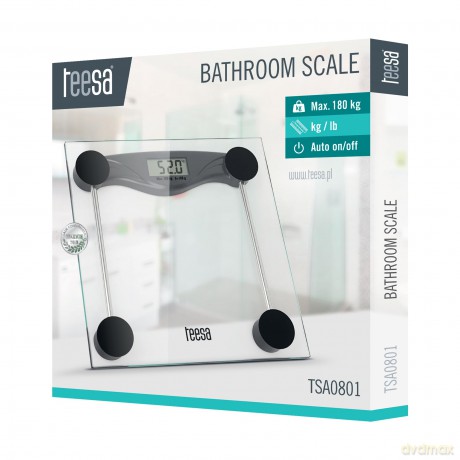 Teesa: Bathroom Scale - Bilancia Digitale Da Bagno, Vetro, 180 Kg.