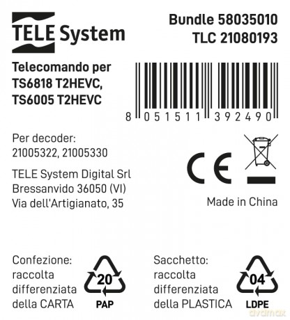 Telecomando Ts6818/6005