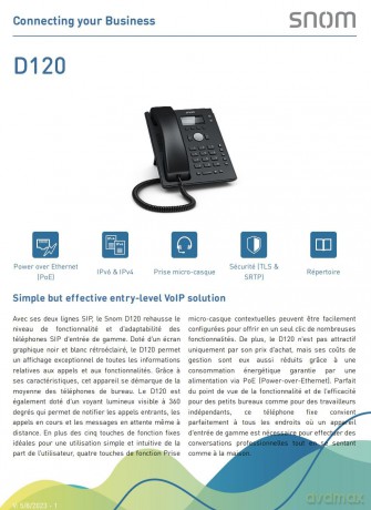 Telefono Snom D120 W/O Ps Black