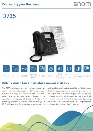 Telefono Snom D735 W/O Ps Black