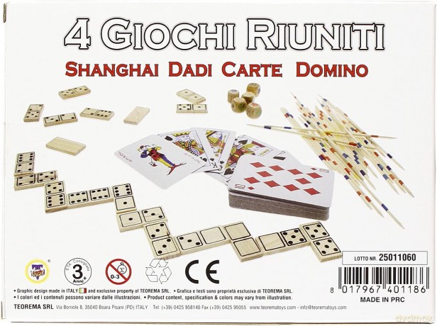 Teorema 40118 - Set Di 4 Giochi, Shangai, Dadi, Carte, Domino