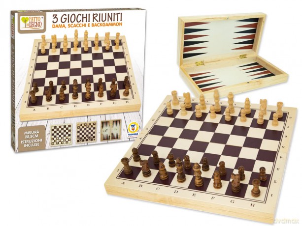 Teorema: Fatto Di Legno - Gioco 3 In 1 Dama Scacchi Backgammon - Box