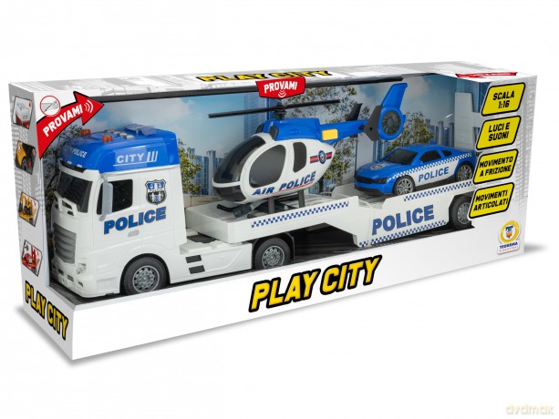 Teorema: Play City - Police Truck Con Aereo E Macchina Luci E Suoni - Open Touch Box