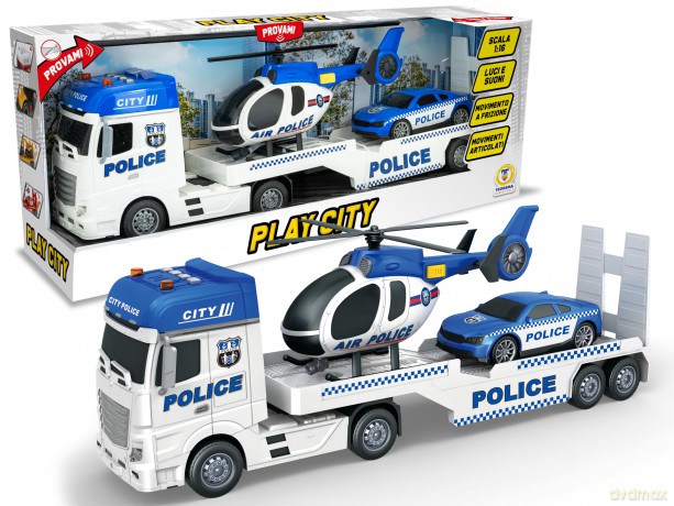 Teorema: Play City - Police Truck Con Aereo E Macchina Luci E Suoni - Open Touch Box