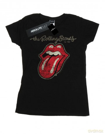 The Rolling Stones Ladies Tee: Plastered Tongue (Medium)