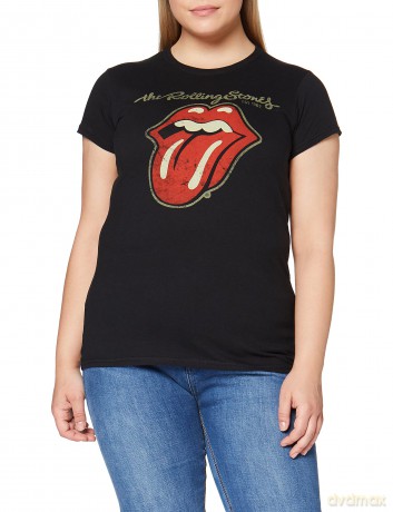 The Rolling Stones Ladies Tee: Plastered Tongue (Small)