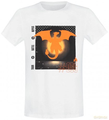 T-Shirt Pokemon Charizard Train Battle Repeat Uomo XXL
