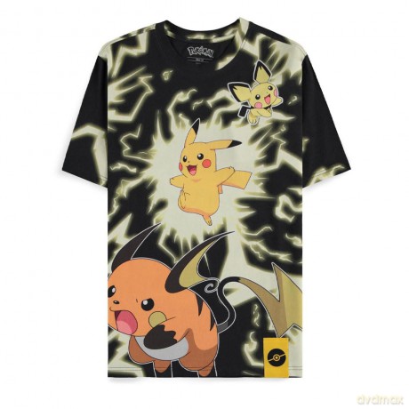 T-Shirt Pokemon Pikachu Evolution Lightning XL