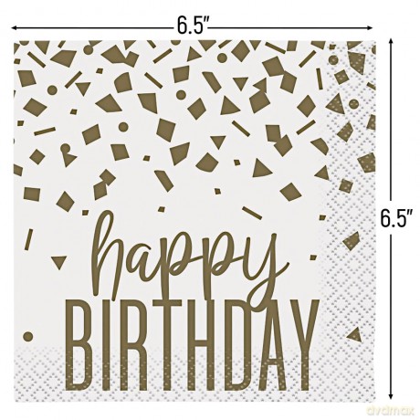 Unique Party: 16 Confetti Gld Bday Lun Nap