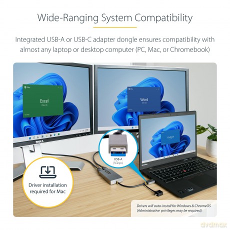 Usb To Dual Hdmi Adapter 4k30hz 1080p