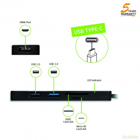Usb Type-C Hub 5 In 1 Adapter