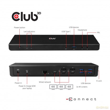 Usb-C 3.2 Univ.3x 4k Charg.Dock 60w
