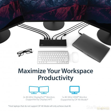 Usb-C Dock - Triple 4k Monitor - 100w Pd