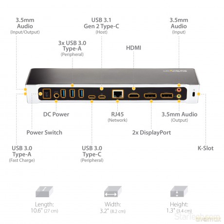 Usb-C Dock - Triple 4k Monitor - 100w Pd