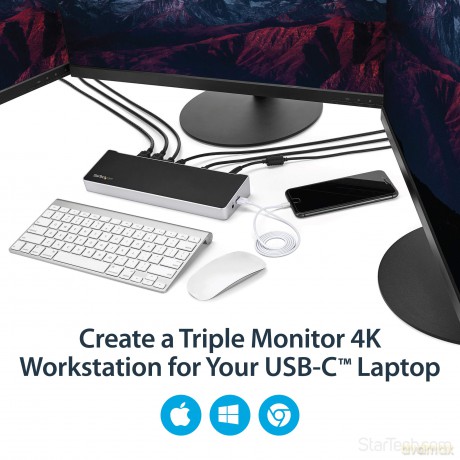 Usb-C Dock - Triple 4k Monitor - 100w Pd