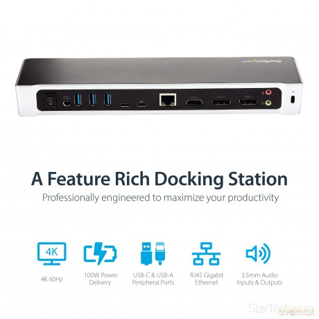 Usb-C Dock - Triple 4k Monitor - 100w Pd