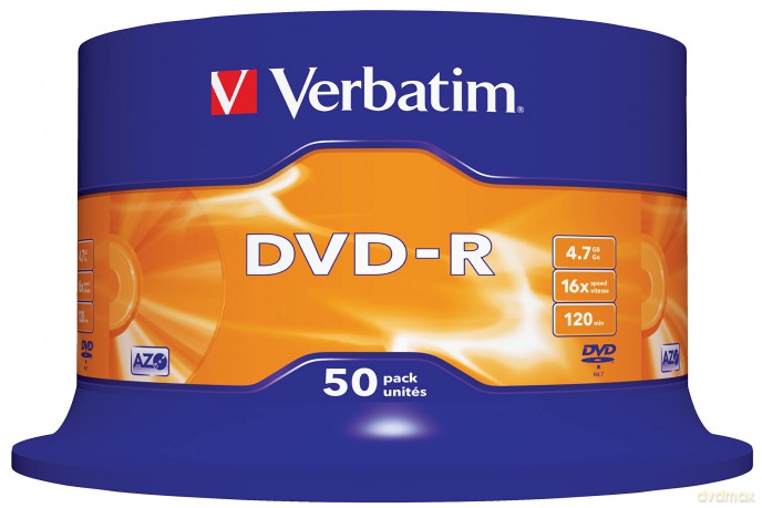 Verbatim 43548 4.7gb 16x Dvd-R Matt Silver - 50 Pack Spindle