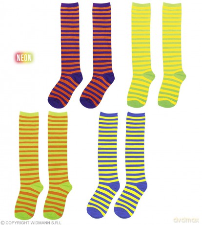 Widmann: Calze Rigate Fluorescenti Ass. In 4 Combinazioni Di Colori (Tg. Unica Adulto)