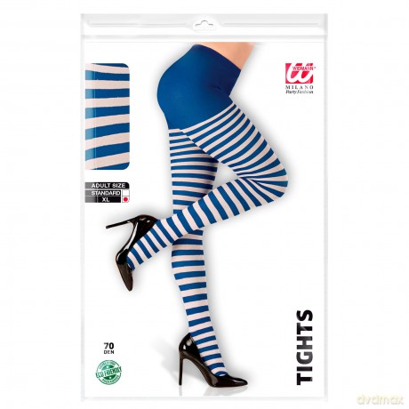 Widmann: Collant Rigati Bianco-Blu 70 Den (Tg. Xl)